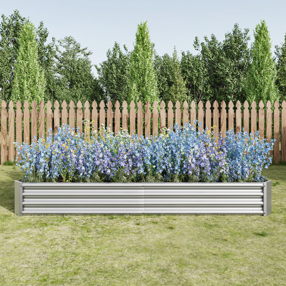 Raised Garden Bed Outdoor, 6×3×1ft , Metal Raised Rectangle Planter Beds for Plants, Vegetables, and Flowers - Silver