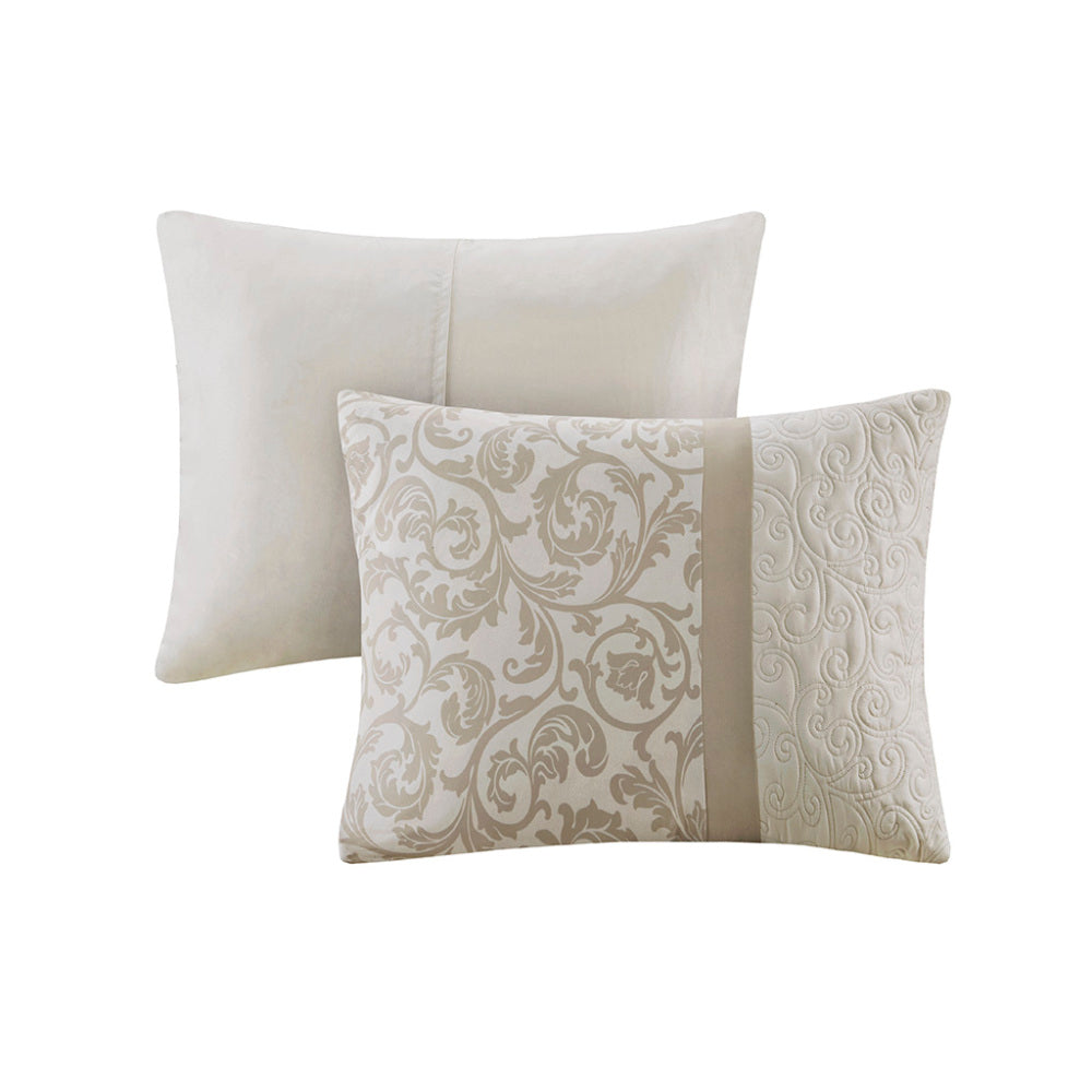 Embroidered 8 Piece Comforter Set Neutral Queen