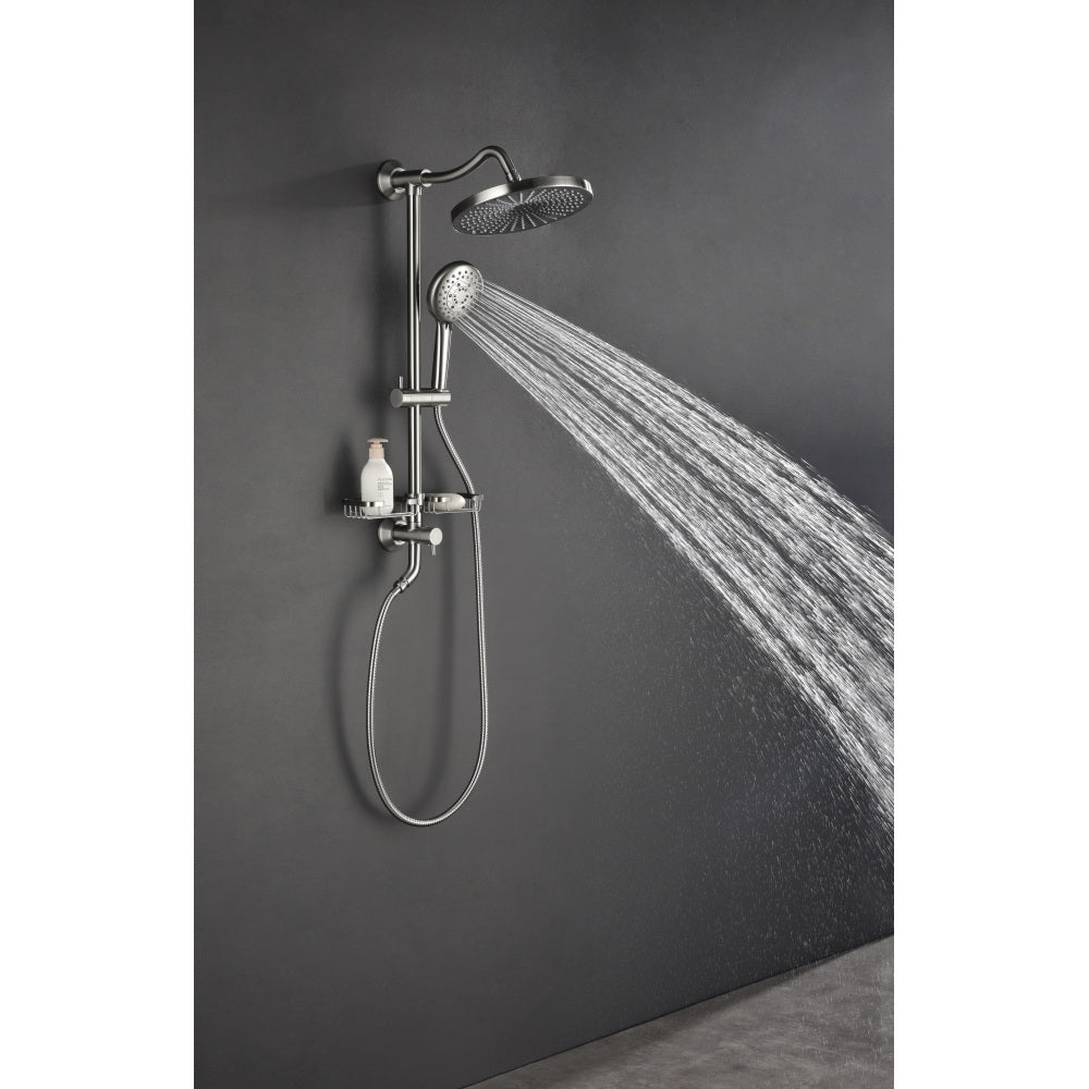 ShowerSpas Shower System, with 10" Rain Showerhead, 4-Function Hand Shower, Adjustable Slide Bar and Soap Dish,