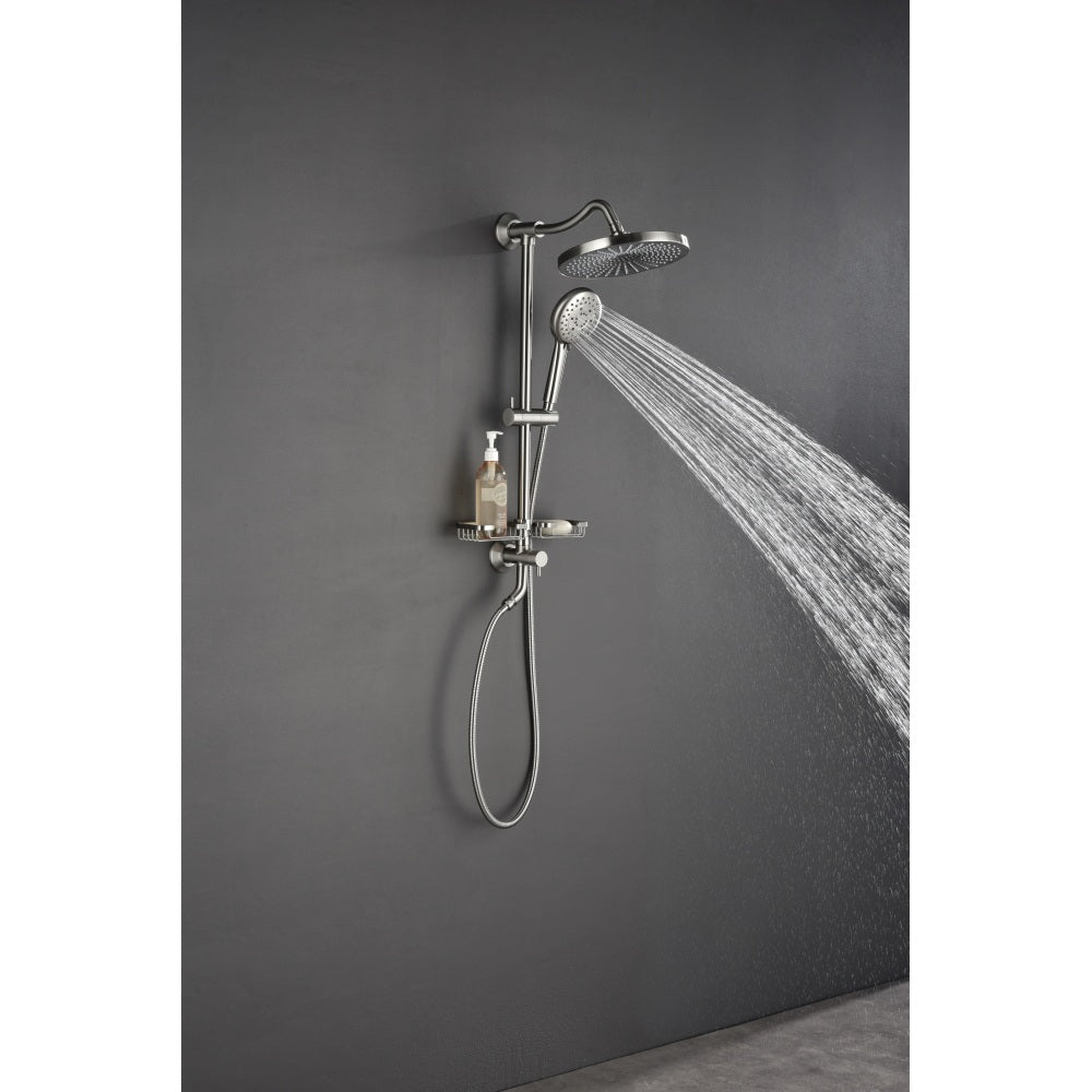 ShowerSpas Shower System, with 10" Rain Showerhead, 4-Function Hand Shower, Adjustable Slide Bar and Soap Dish,