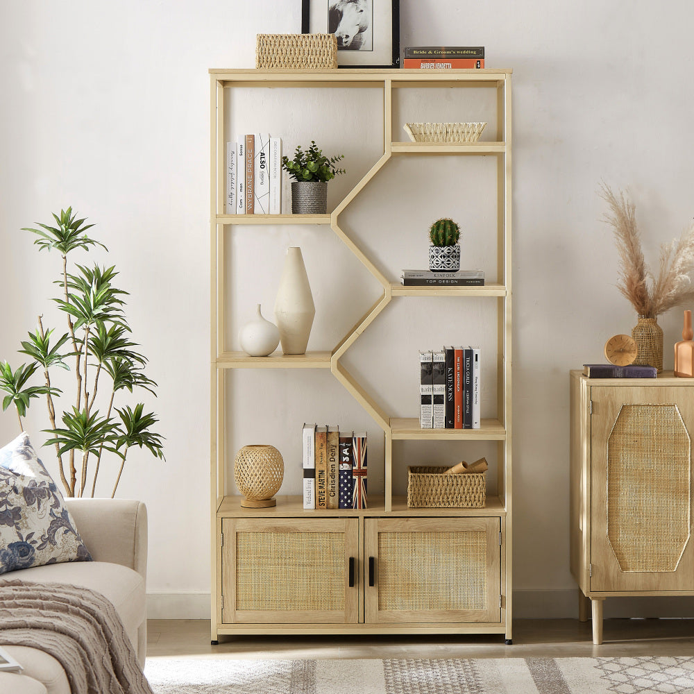 Bedroom dresser, 6 Double Dresser with rattan drawers, wood chest of drawers for kids room, living room, entry and hallway, Natural, 47.2'' W x 15.8'' D x 30'' H.