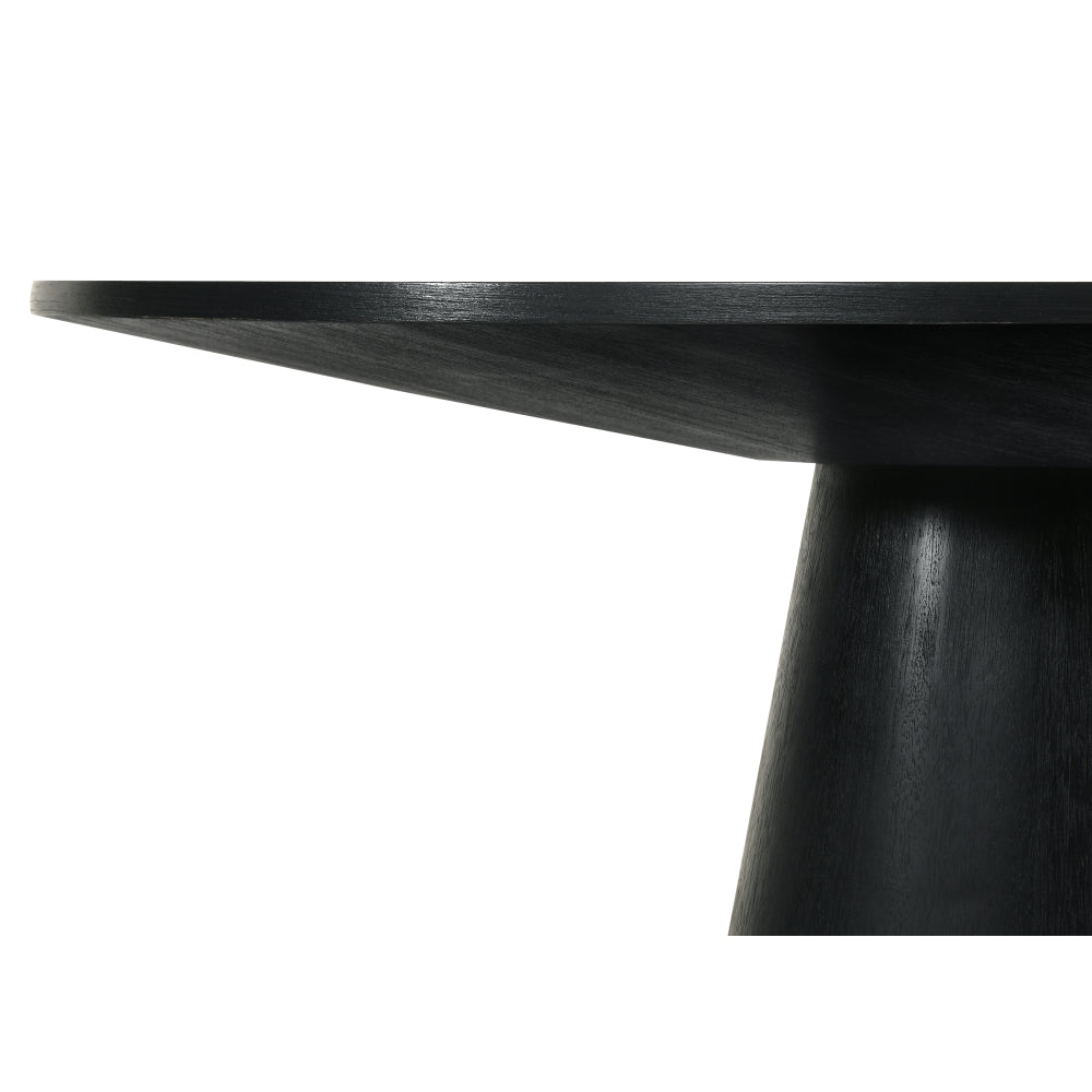 Jasper Ebony Black 7 Piece 59"W Round Dining Table Set with Pedestal Base and Beige Fabric Chairs