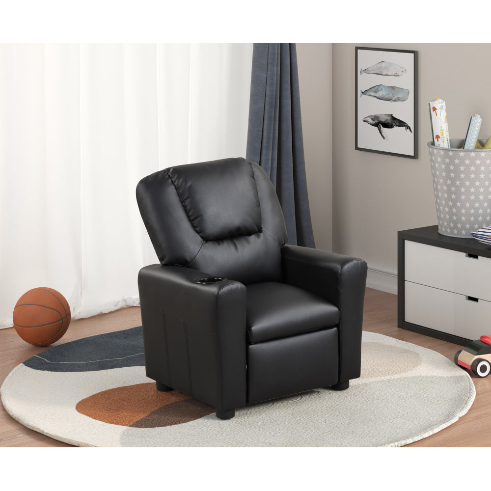 Marisa 23" Pink PU Leather Kids Recliner Chair with Cupholder