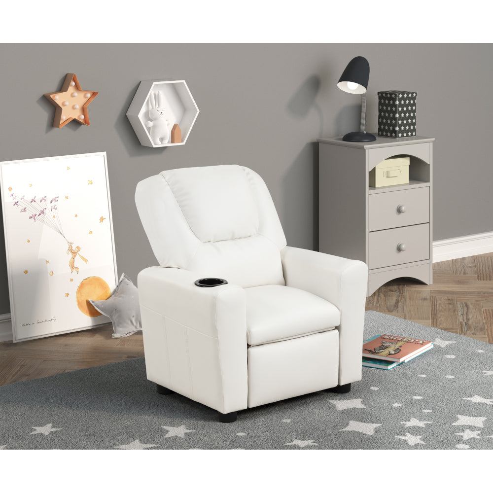 Marisa 23" Pink PU Leather Kids Recliner Chair with Cupholder