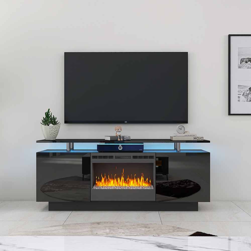 160CM high gloss TV cabinet tv unit with fireplace ,have heat and flame color changes