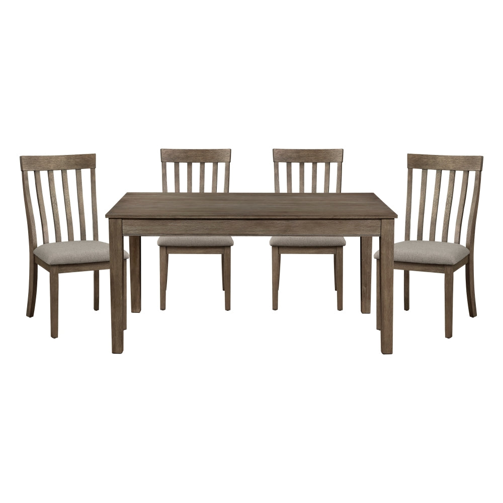 Fabric Upholstered Seat 1pc Bench Wire Brushed Light Gray Finish Wooden Frame Dining Room Furniture