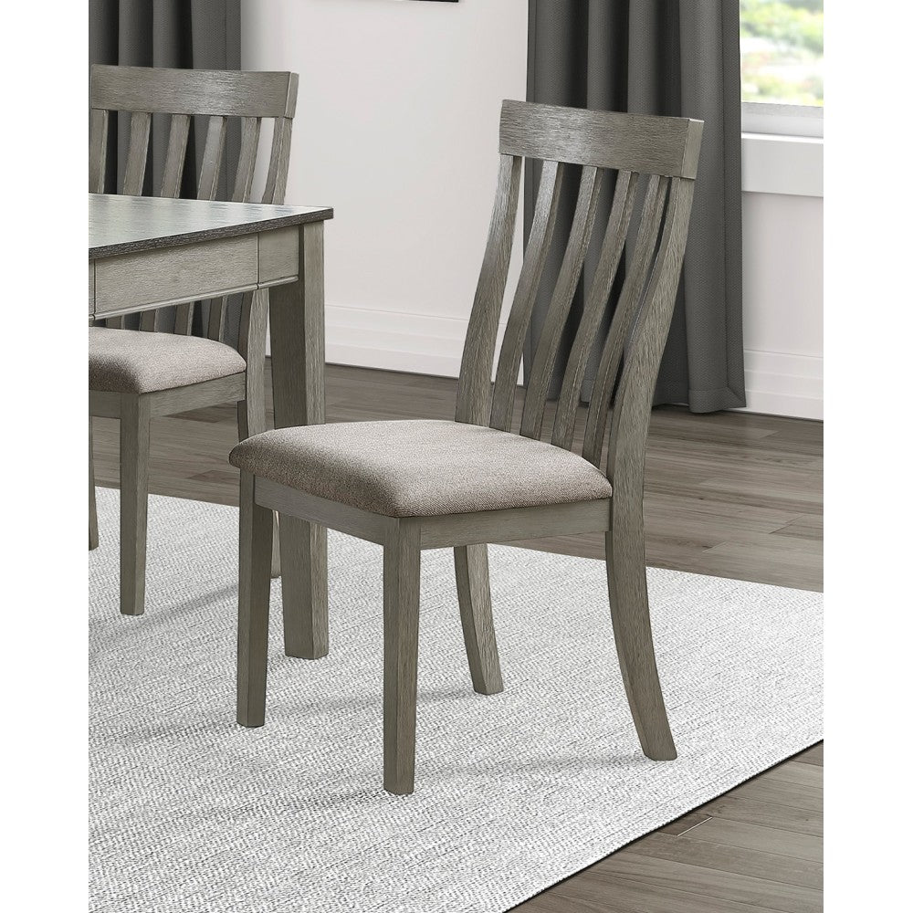 Fabric Upholstered Seat 1pc Bench Wire Brushed Light Gray Finish Wooden Frame Dining Room Furniture