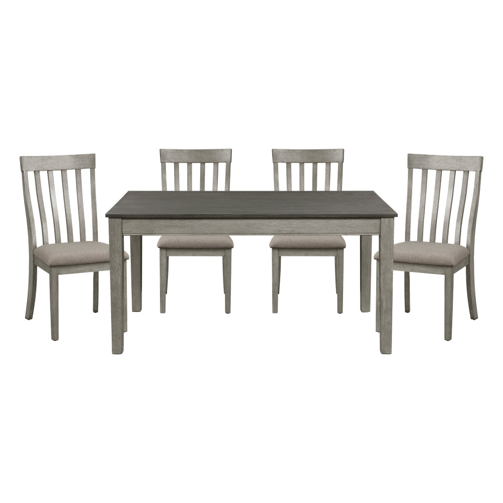 Fabric Upholstered Seat 1pc Bench Wire Brushed Light Gray Finish Wooden Frame Dining Room Furniture