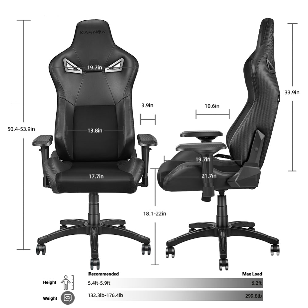 KARNOX Ergonomic Gaming Chair,Adjustable Office Computer Chair with Lumbar Support ,Tall Back Swivel Chair with Headrest and Armrest,Comfortable Reclining Video Desk Chair with Suede Padded Sea