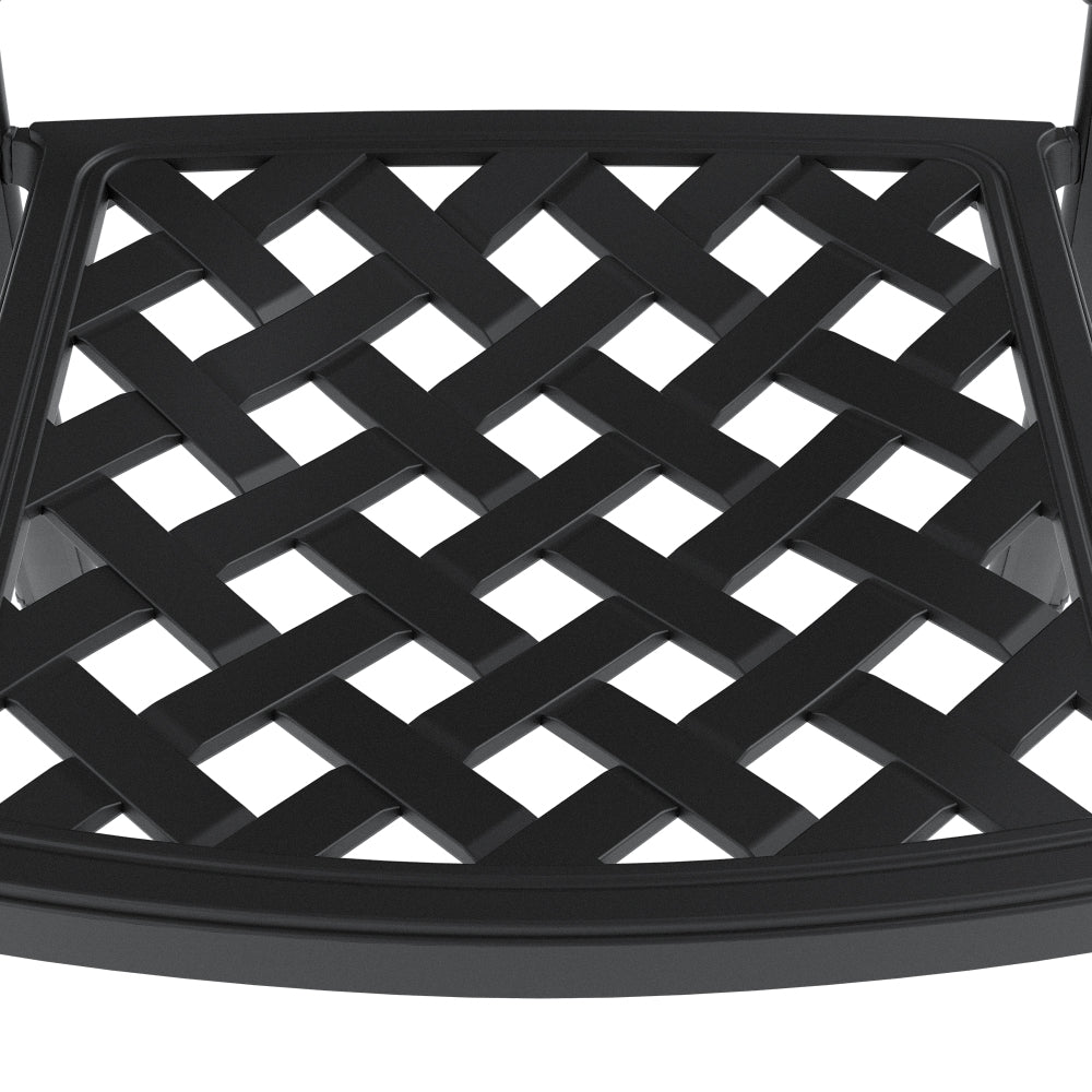 Cast Aluminum Patio Dining Chair 4PCS With Black Frame and Red Cushions