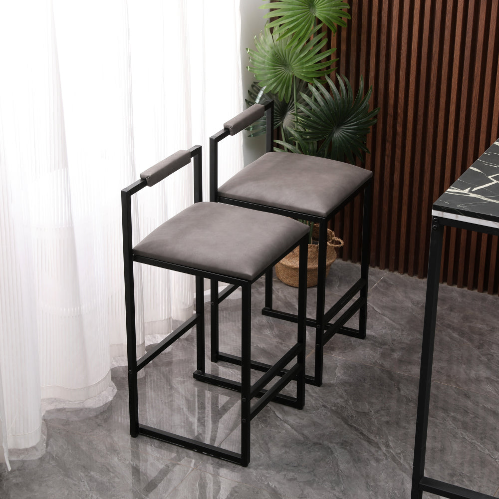 Set of 2 Bar Stools with Back Paper Rope Woven Counter Height Dining Chairs for Kitchen, Home (Paper Rope with Back)