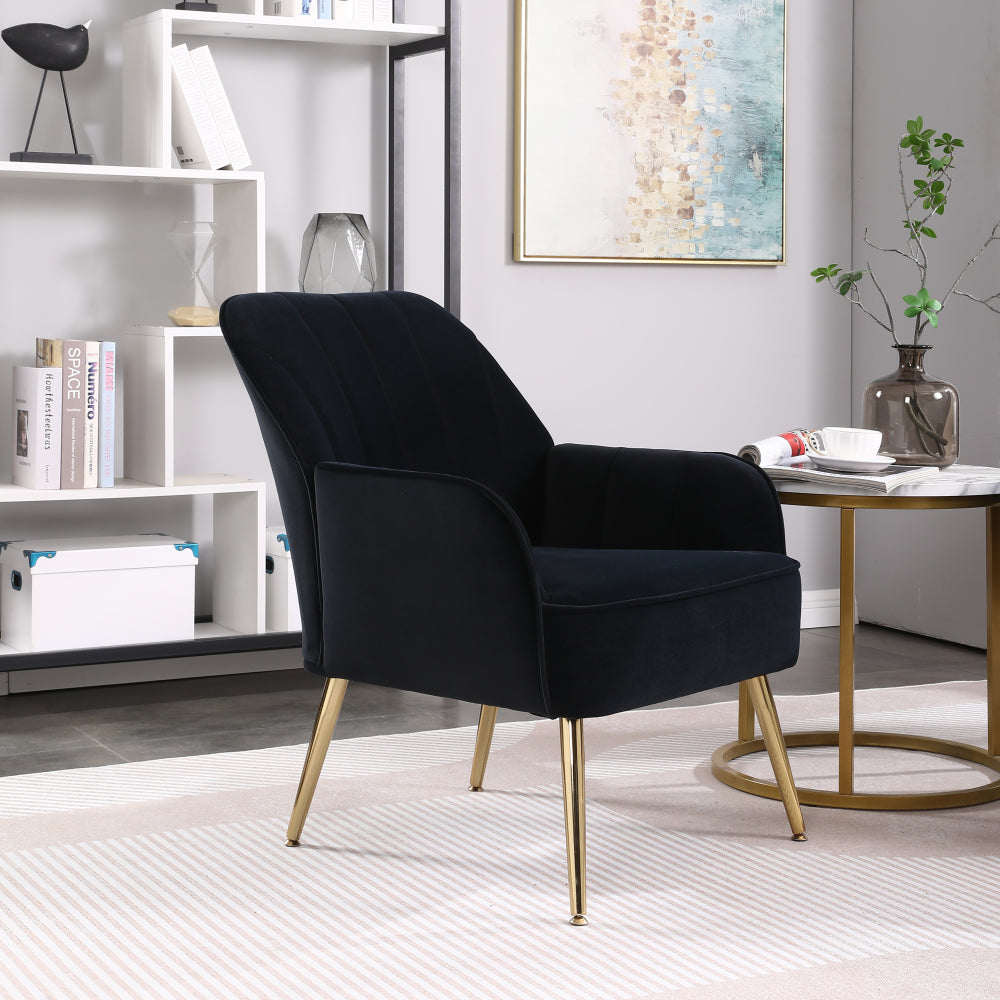 Modern Mid Century Chair velvet Sherpa Armchair for Living Room Bedroom Office Easy Assemble(ORANGE)