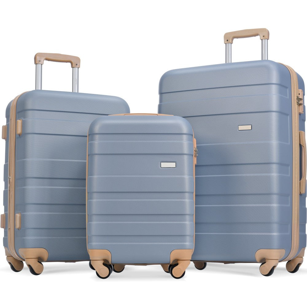 Luggage Sets New Model ABS Hardshell 3pcs Clearance Luggage Hardside Lightweight Durable Suitcase sets Spinner Wheels Suitcase with TSA Lock 20''24''28''( light brown)