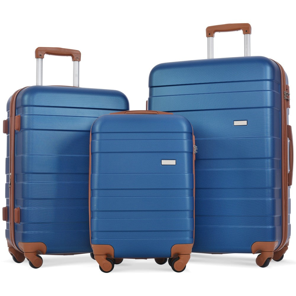 Luggage Sets New Model ABS Hardshell 3pcs Clearance Luggage Hardside Lightweight Durable Suitcase sets Spinner Wheels Suitcase with TSA Lock 20''24''28''( light brown)
