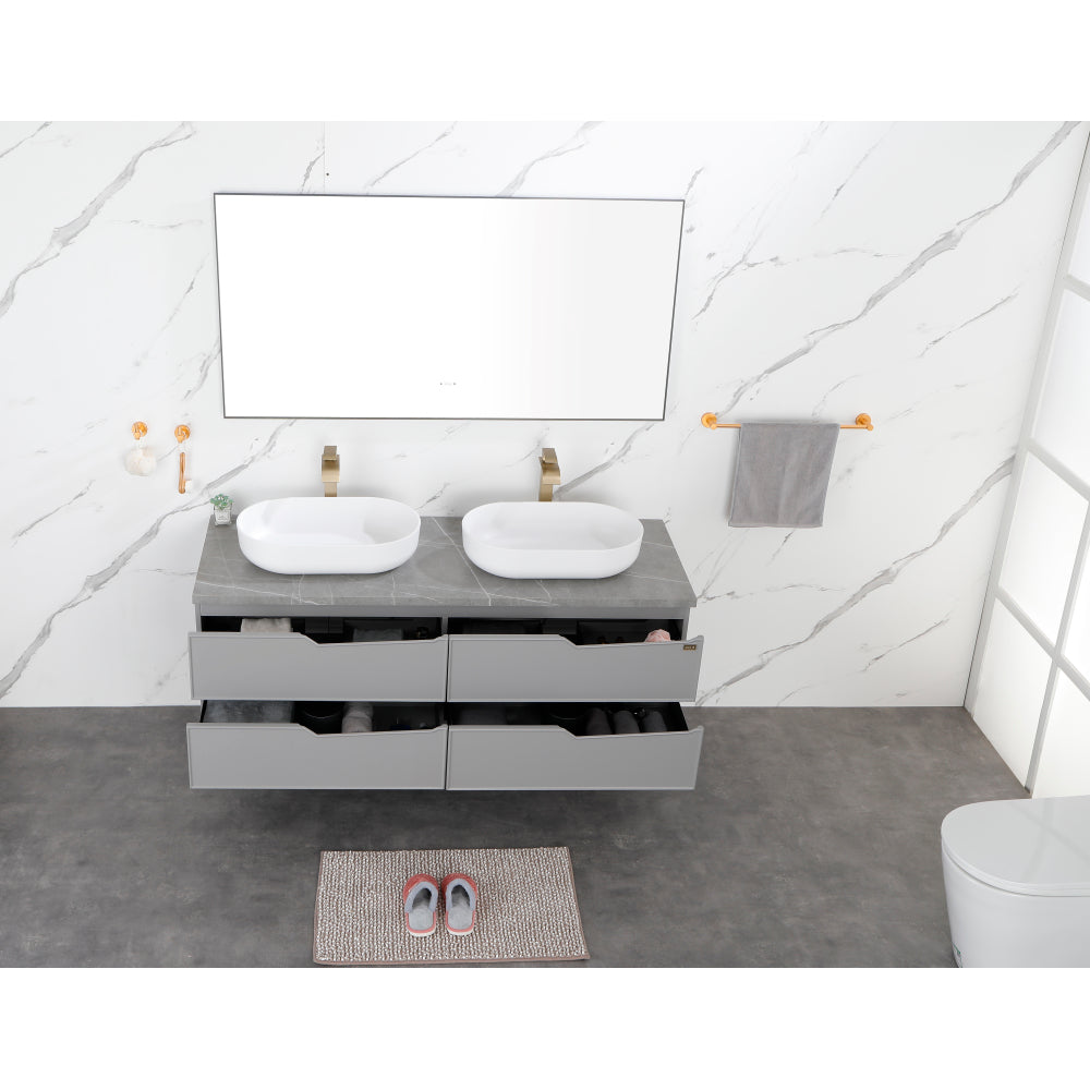 24*14*5.5 Modern Oval 24"x14" White Above Bathroom Vessel Sink, Bathroom Sink for Lavatory Vanity Cabinet