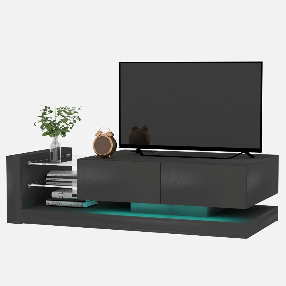 TV Console with Storage Cabinets, Full RGB Color 31 Modes Changing Lights Remote RGB LED TV Stand, Modern Entertainment Center (White for 75 inches TV)