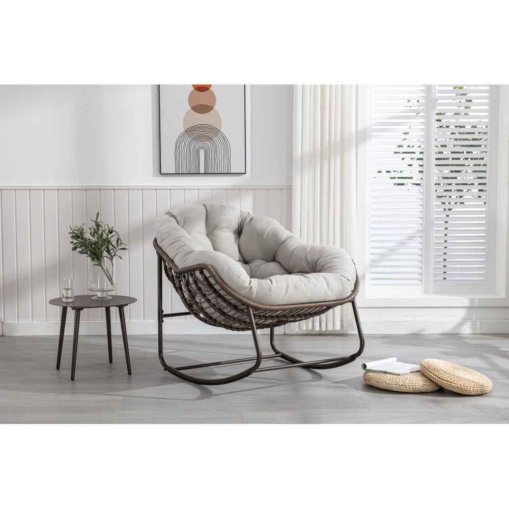 Outdoor Rattan Rocking Chair,Padded Cushion Rocker Recliner Chair Outdoor for Front Porch, Living Room, Patio, Garden,
Light Green