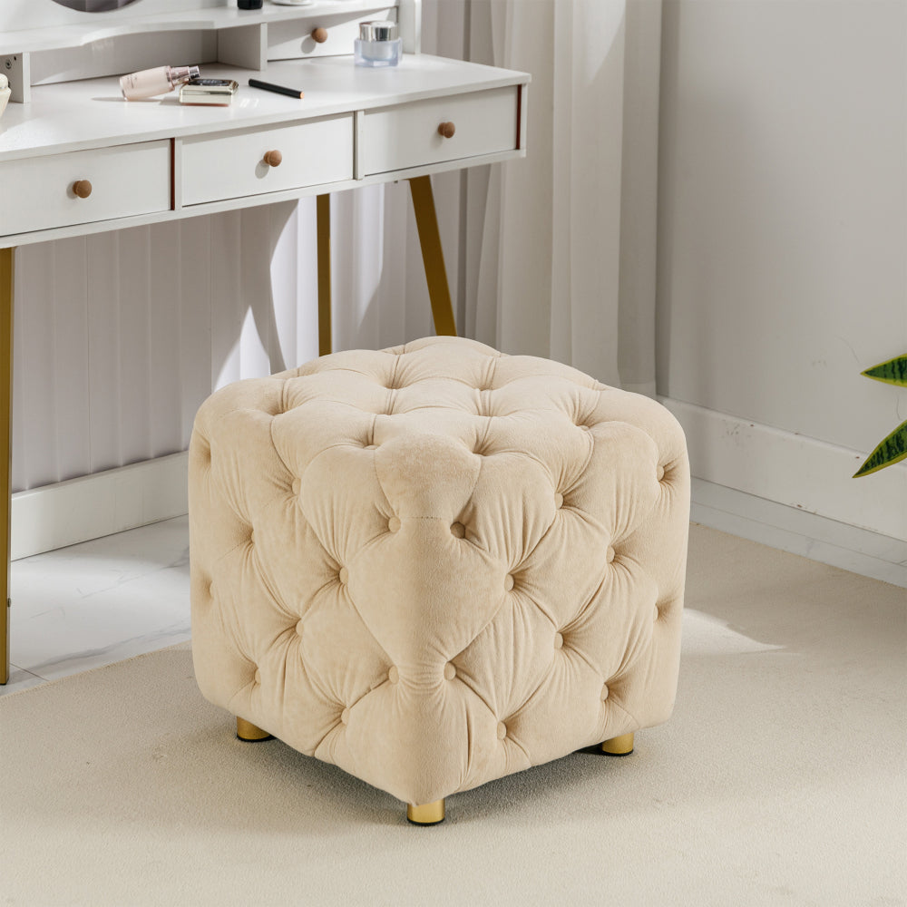 Purple Modern Velvet Upholstered Ottoman, Exquisite Small End Table, Soft Foot Stool,Dressing Makeup Chair, Comfortable Seat for Living Room, Bedroom, Entrance