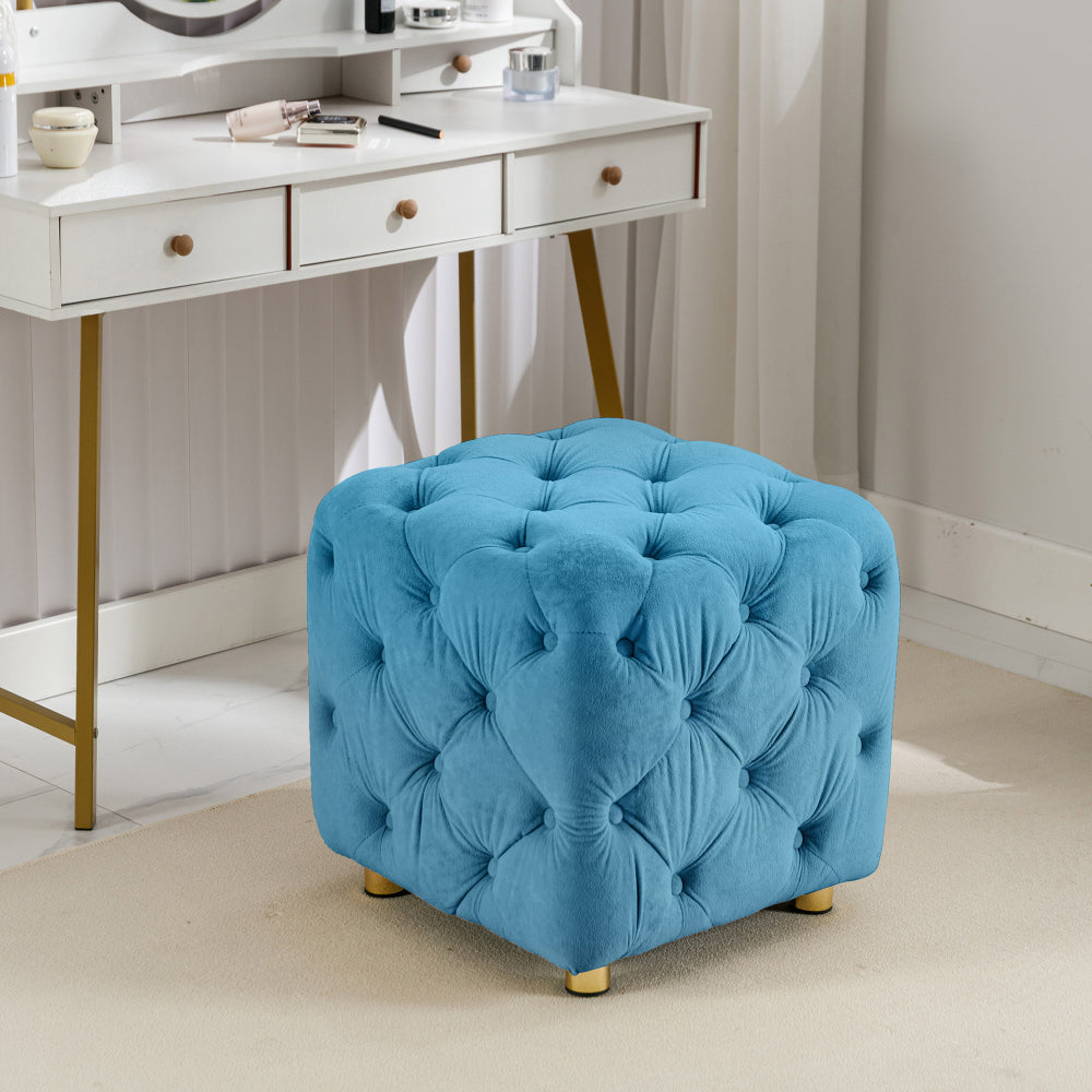 Purple Modern Velvet Upholstered Ottoman, Exquisite Small End Table, Soft Foot Stool,Dressing Makeup Chair, Comfortable Seat for Living Room, Bedroom, Entrance