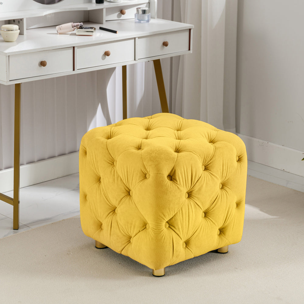 Purple Modern Velvet Upholstered Ottoman, Exquisite Small End Table, Soft Foot Stool,Dressing Makeup Chair, Comfortable Seat for Living Room, Bedroom, Entrance