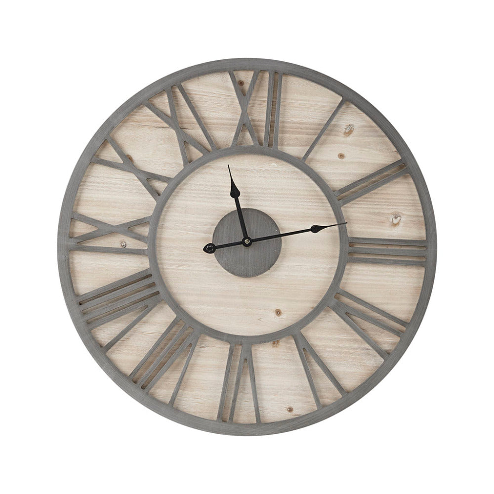 23.6" Wood Wall Clock Natural/Grey See below