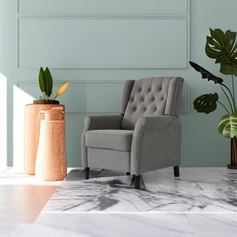 Redde Boo New Design Classic Dark Gray Waterproof Fabric Living Room Pull Button Sofa, High Back Manual Recliner Chair Cinema Home Theatre Cozy Recliner Sofa