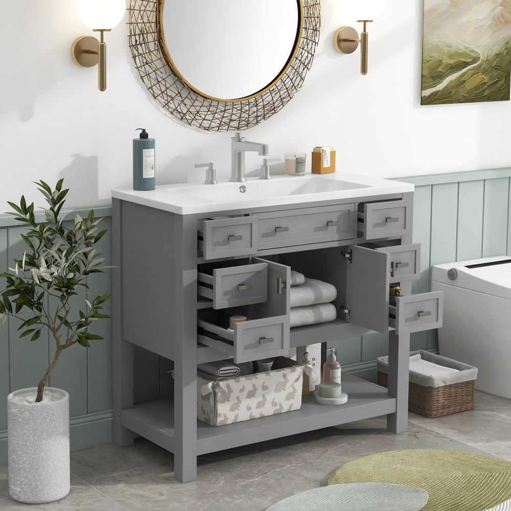 35'' x 28'' Modern Wall Mounted Bathroom Storage Cabinet, Bathroom Wall Cabinet with Mirror, Medicine Cabinet with Towels Bar