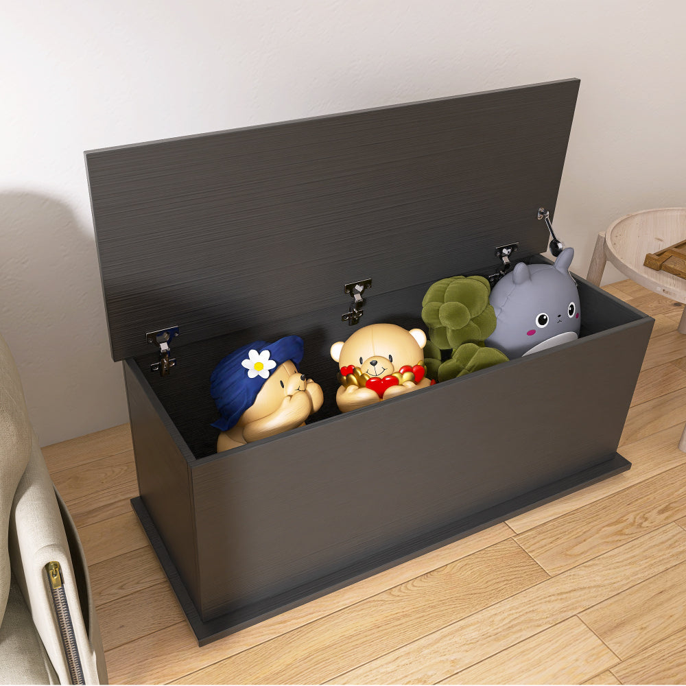 Storage Chest Trunk, Lift Top Wood Box for Entryway Bench Organizer Home Furniture, Black