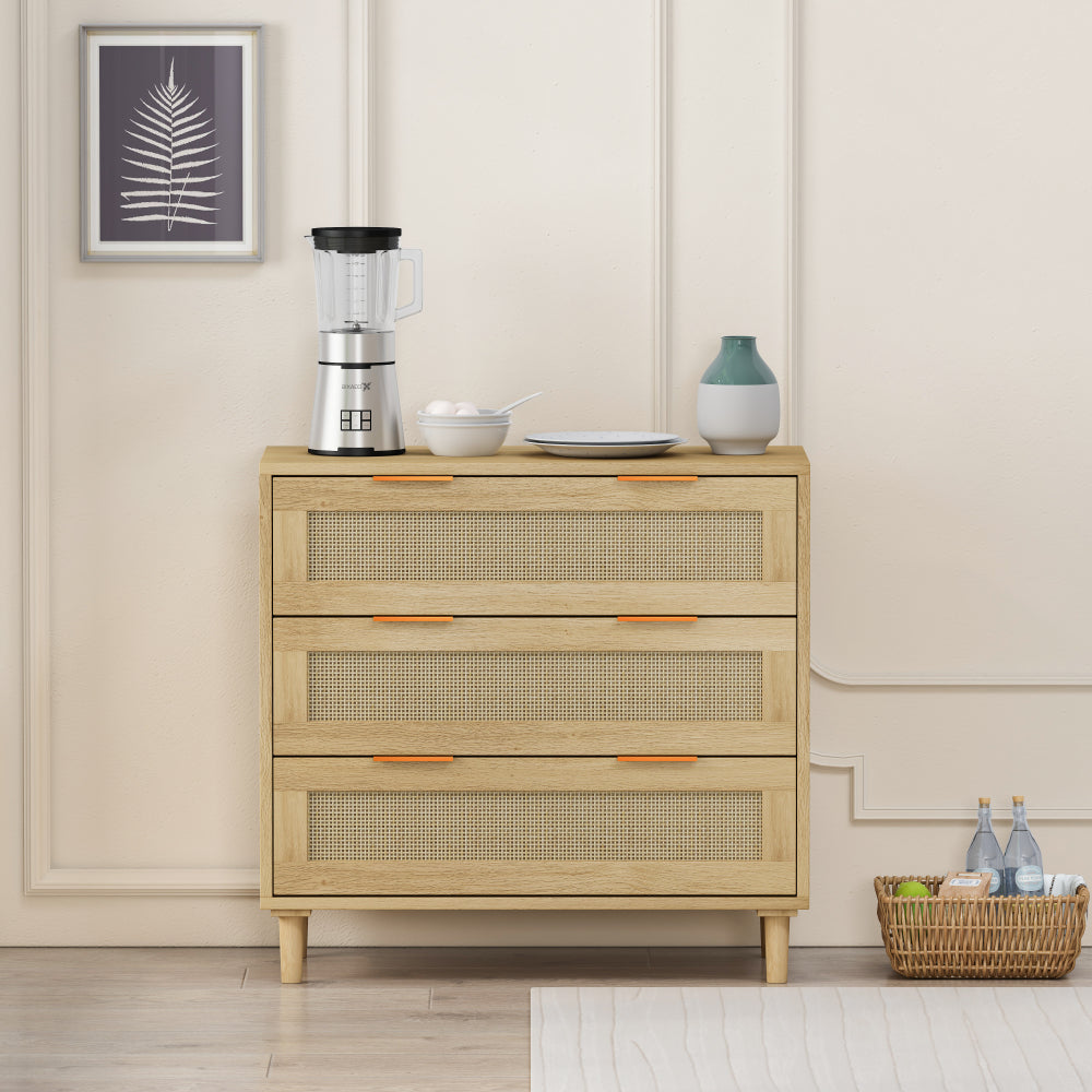 4 Drawers Rattan Cabinet,for Bedroom,Living Room,Dining Room,Hallways,Easy Assembly