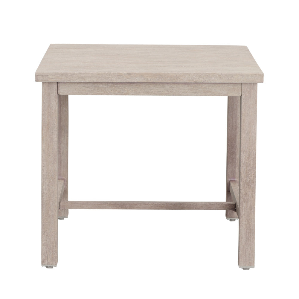 Durable Outdoor End Table - Solid Aluminum Construction, Whitewashed Birch Look - Natural Charm, Adjustable Levelers
