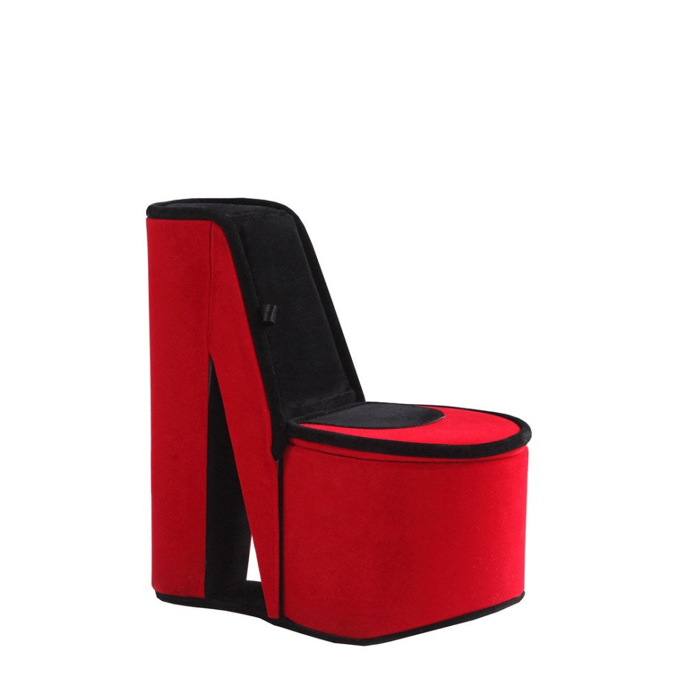 9" Tall Display Jewelry Box with Hidden Storage, High Heel Shoe Design, Turquoise Velvet