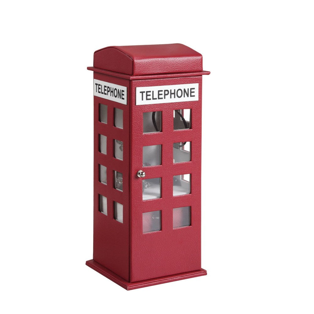 11.5" Tall Leather Jewelry Box, British Telephone Design, Pastel Blue