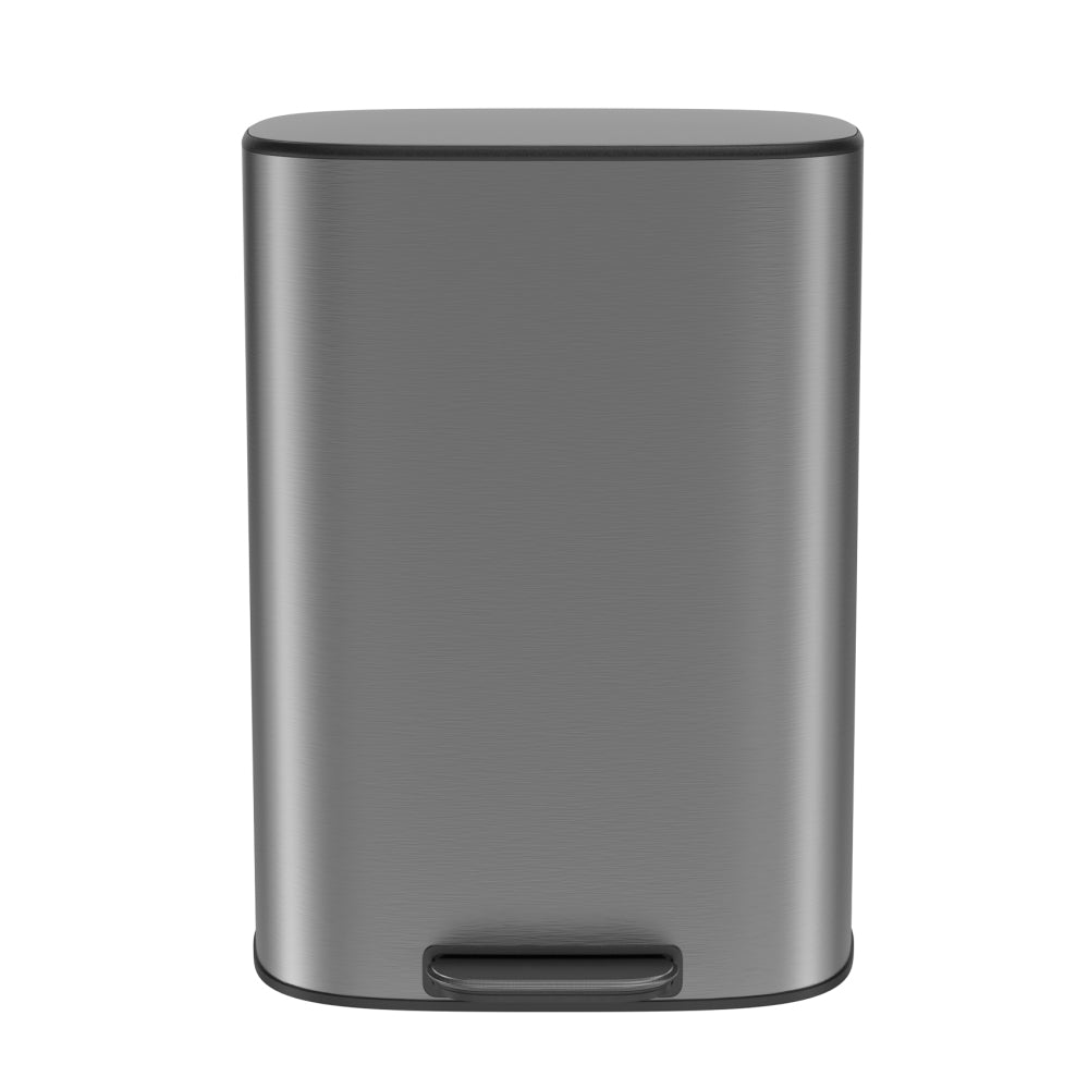 13 Gallon 50L Kitchen Foot Pedal Operated Soft Close Trash Can - Stainless Steel Ellipse Bustbin - Wood