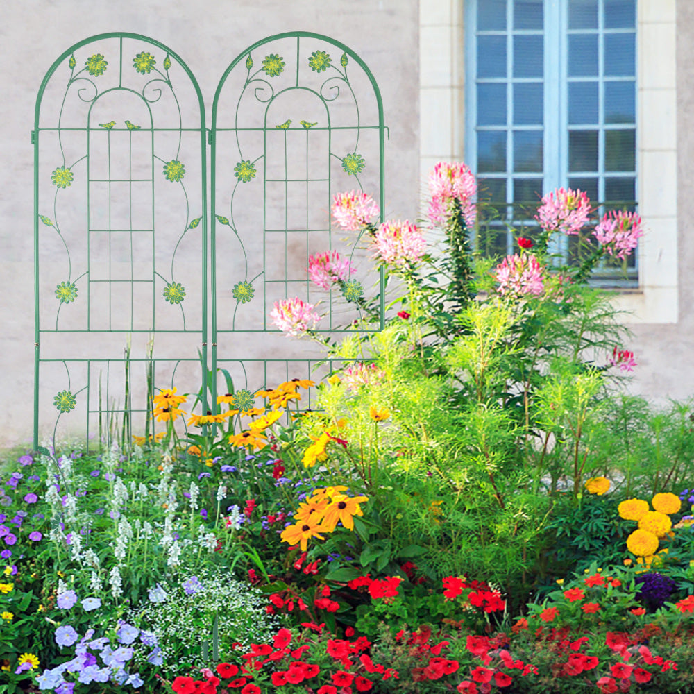 4 Pack Metal Garden Trellis 71" x 19.7" Rustproof Trellis for Climbing Plants Outdoor Flower Support Green