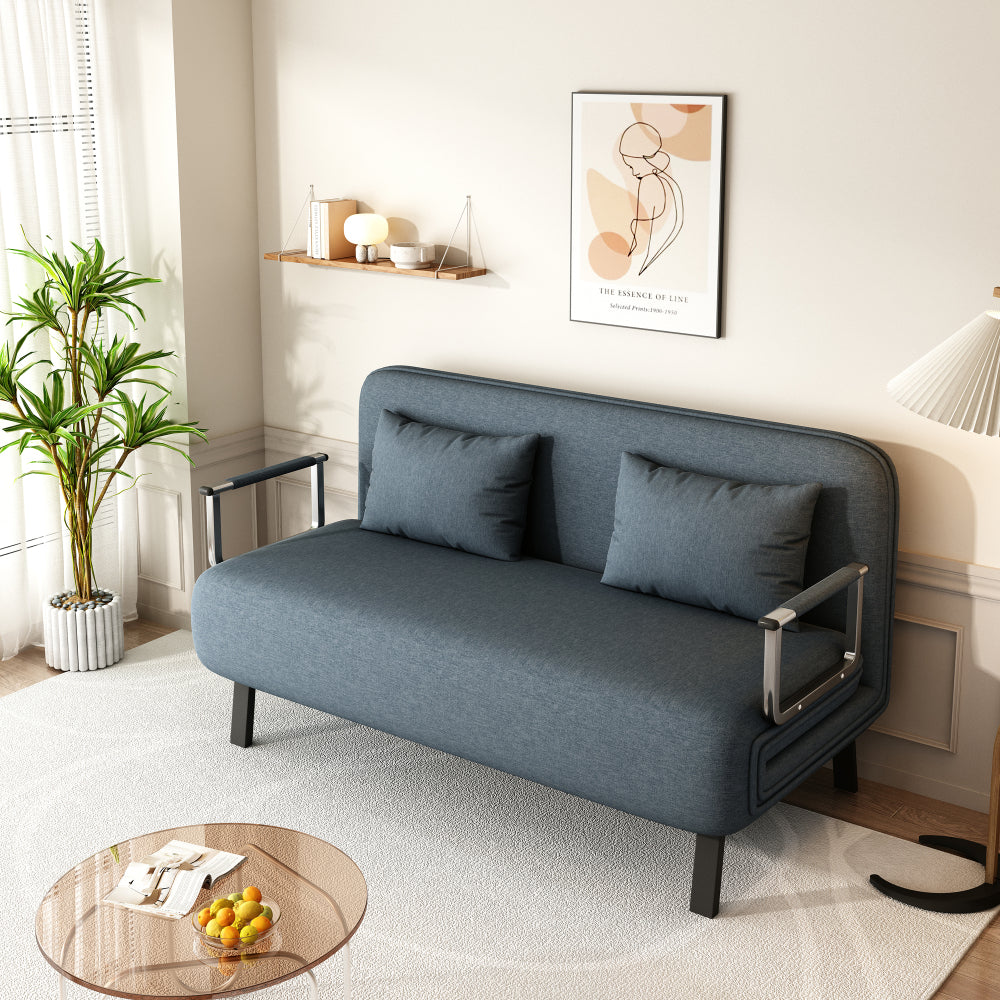 39″ Convertible Chair Bed, Tri-Fold Sofa Bed with Adjustable Backrest & Pillow, Leisure Chaise Lounge Couch with Sturdy Iron Frame for Home & Office, Comfortable Sleeper Chair