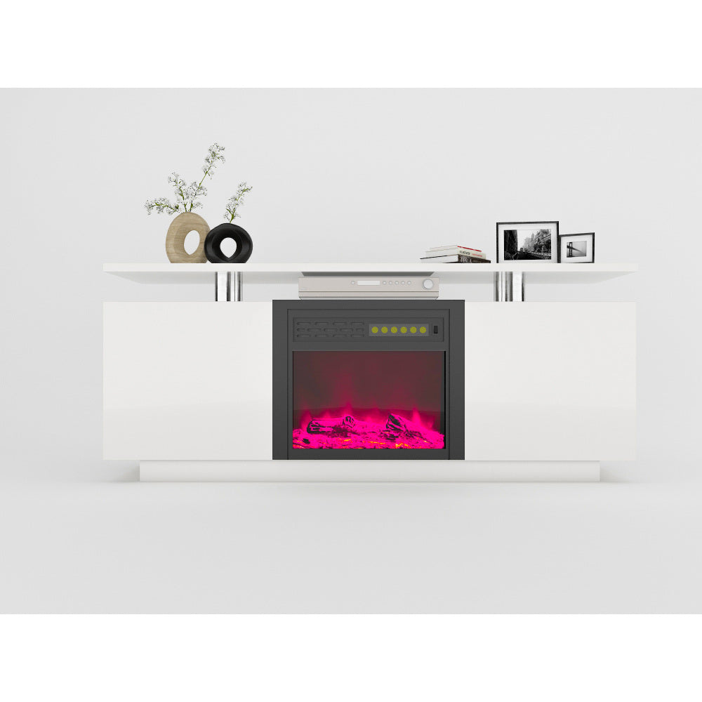 160CM high gloss TV cabinet tv unit with fireplace ,have heat and flame color changes