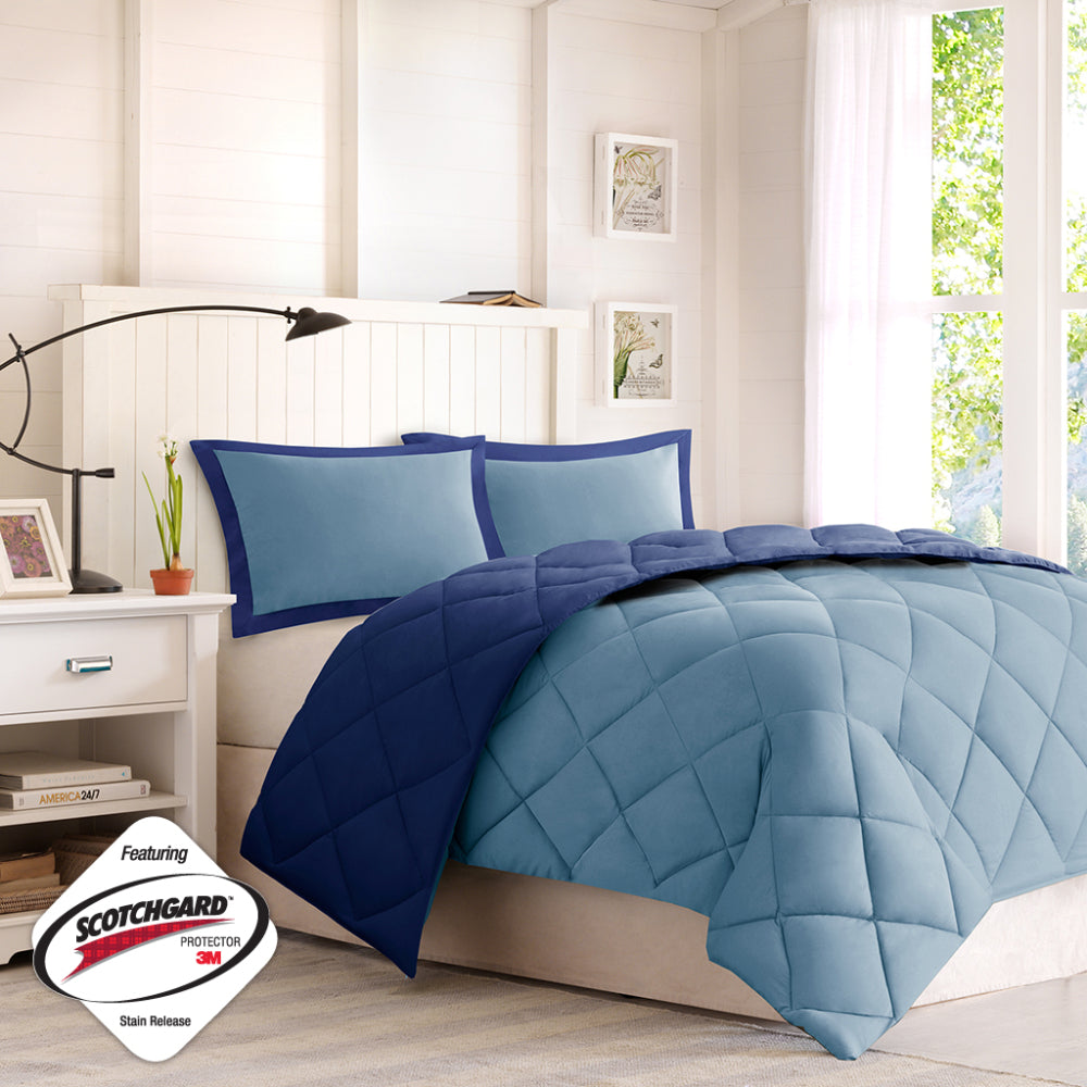 Twin/Twin XL 3M Scotchgard Diamond Quilting Reversible Down Alternative Comforter Set