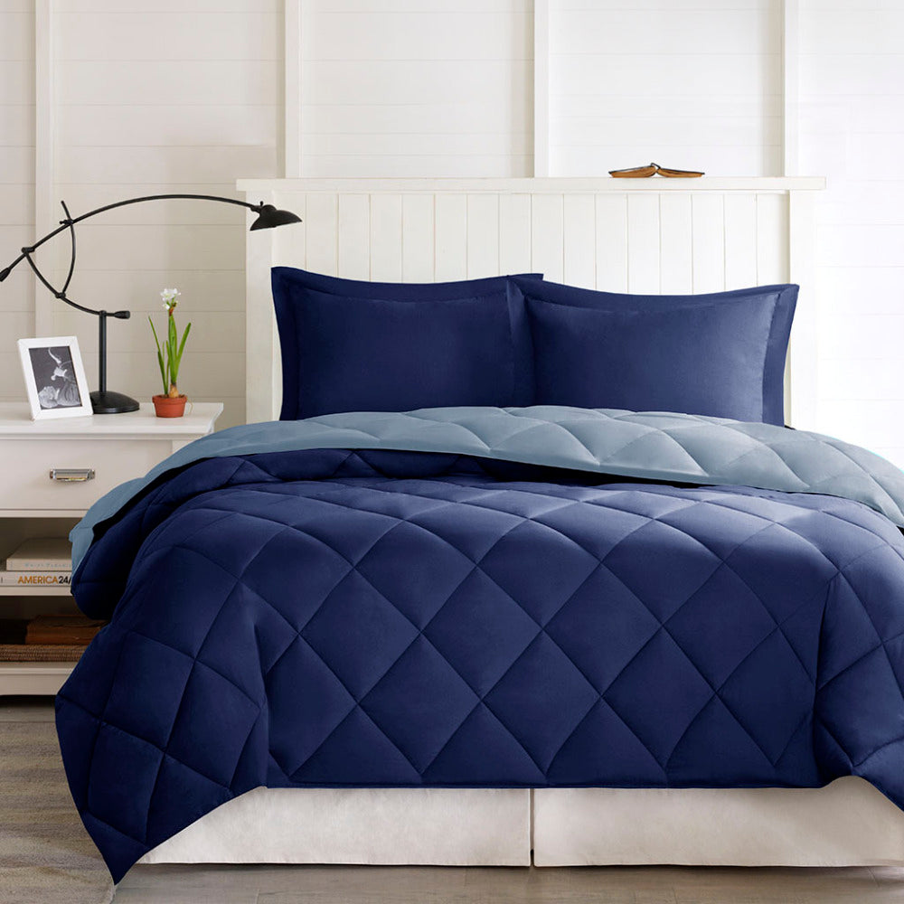 Full/Queen 3M Scotchgard Diamond Quilting Reversible Down Alternative Comforter Set