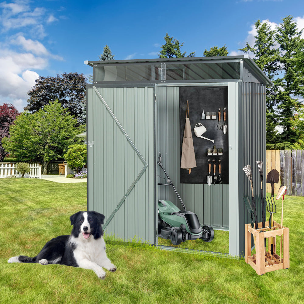 5ft x 3ft Outdoor Metal Storage Shed Transparent Plate Black