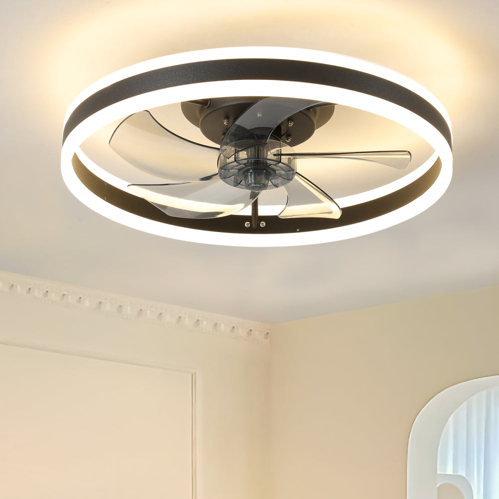 Ceiling Fans with Lights Dimmable LED Embedded installation of thin modern ceiling fans(Rose Gold)