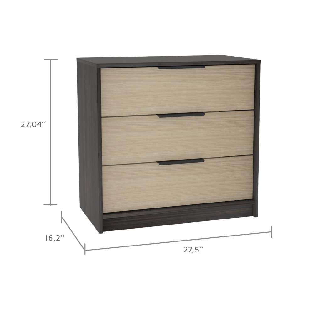 2 Piece Bedroom Set, London Armoire + Egeo 3 Drawers Dresser, Black / Pine