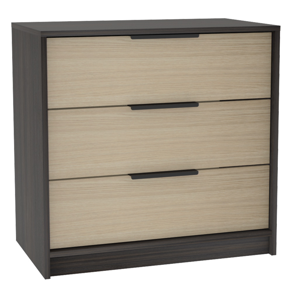 2 Piece Bedroom Set, London Armoire + Egeo 3 Drawers Dresser, Black / Pine