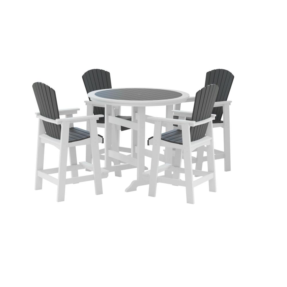 HDPE Patio Bar Table Set High Top Outdoor Table and Chairs Set of 5 Bar Table & Stools Set with Tall Adirondack Chairs Set for 4