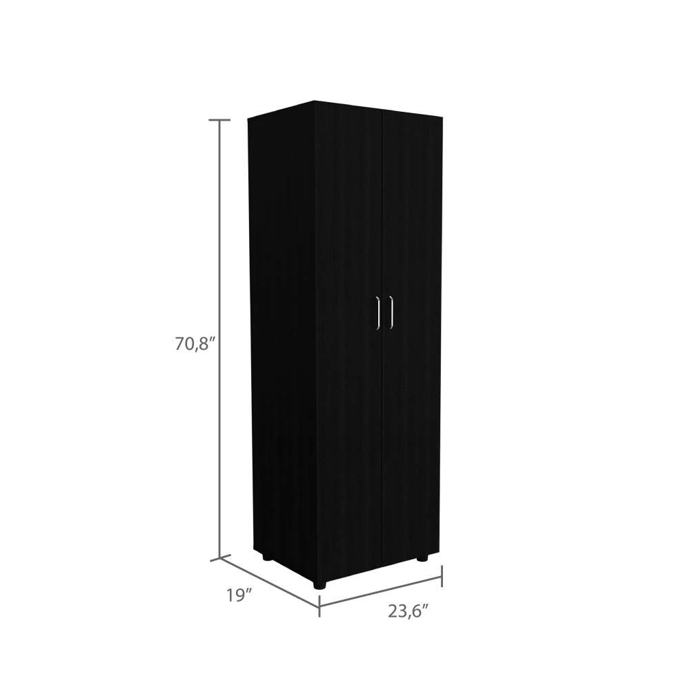3 Piece Bedroom Set, London Armoire + 2 Leyva Nightstands, Black