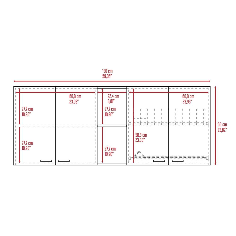 2 Piece Kitchen Set, 150 Wall Cabinet + Utility Sink With Cabinet, Black / White