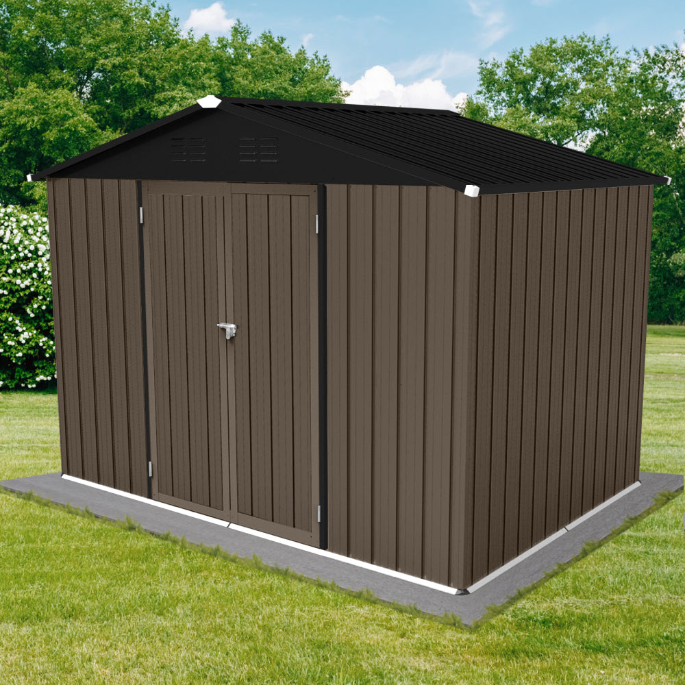 Metal garden sheds 8ft×6ft outdoor storage sheds Brown + Black