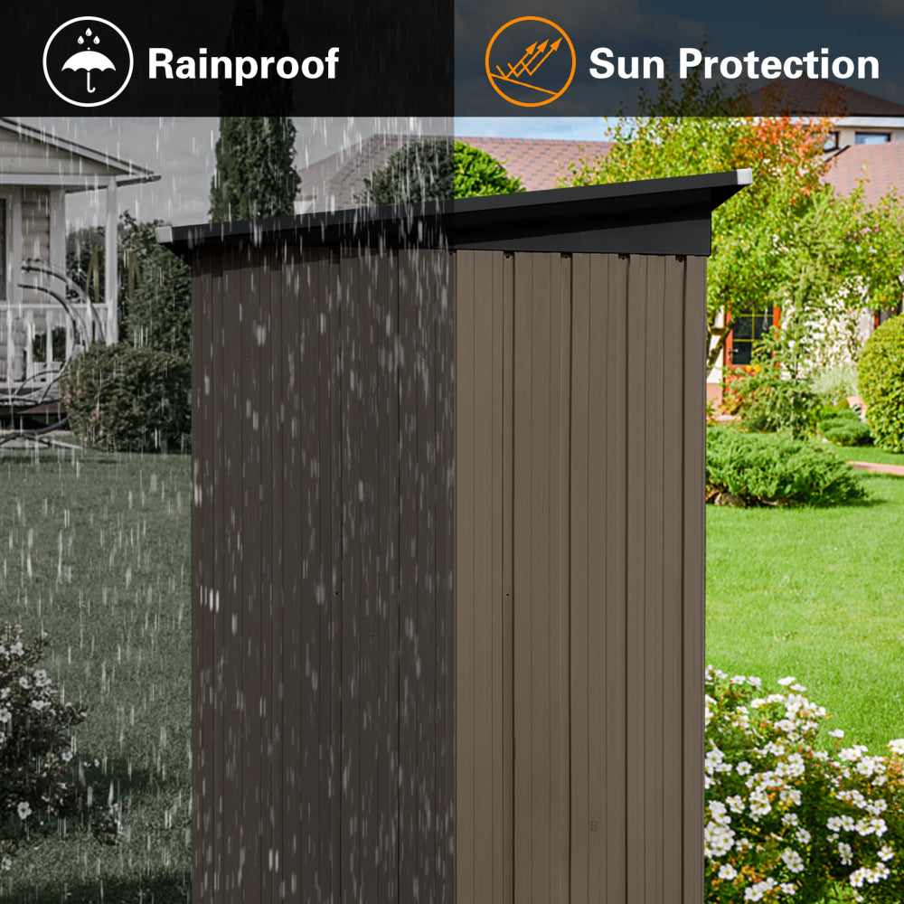 Metal garden sheds 5ft×4ft outdoor storage sheds Brown + Black