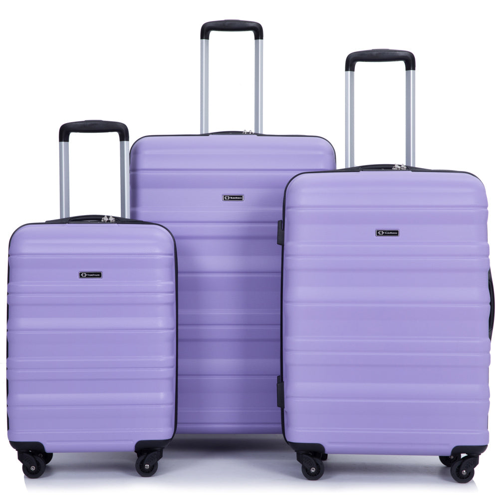 Expandable 3 Piece Luggage Sets PC Lightweight & Durable Suitcase with Two Hooks, Spinner Wheels, TSA Lock, (21/25/29) Peach