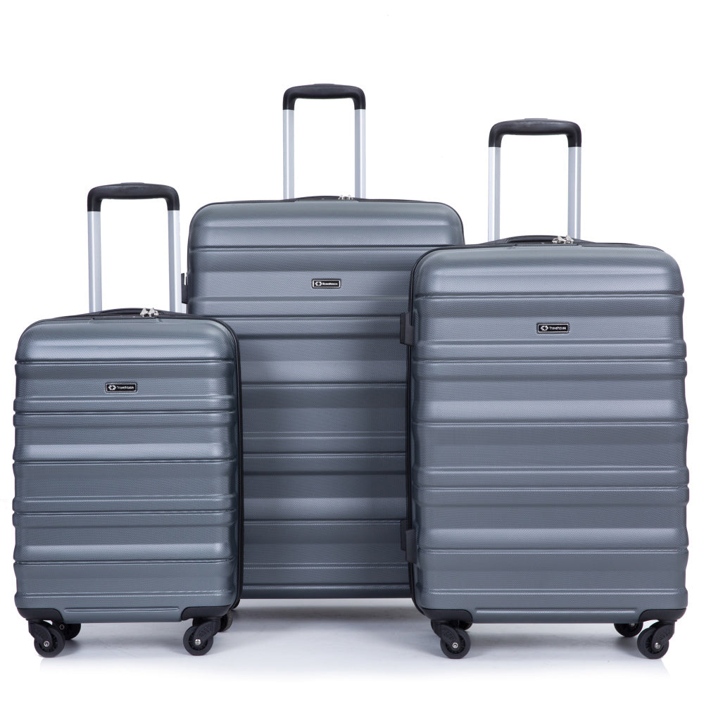 Expandable 3 Piece Luggage Sets PC Lightweight & Durable Suitcase with Two Hooks, Spinner Wheels, TSA Lock, (21/25/29) Peach