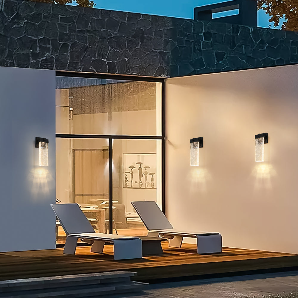 Outdoor Waterproof Transparent LED Crystal Wall Lamp Supports Multiple Types of Light Bulbs -12W Per Lamp (2 pack)